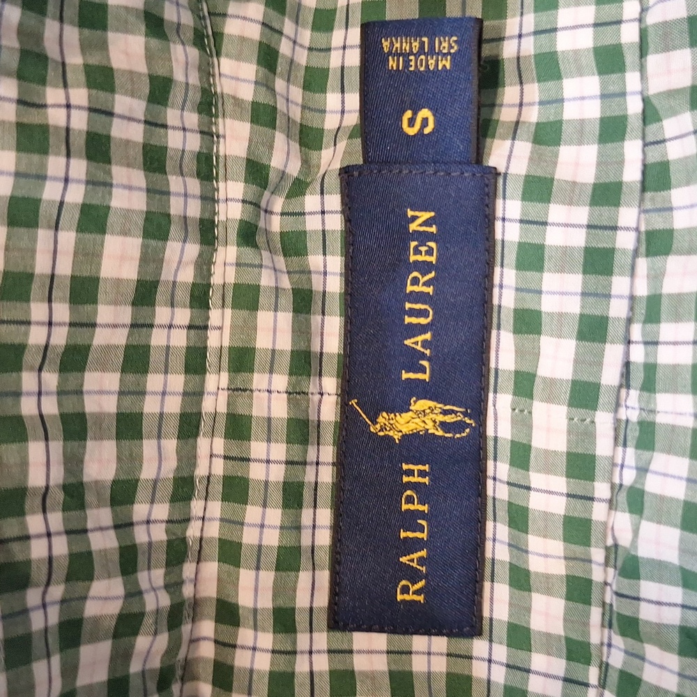Polo Ralph Lauren Green Plaid Purple Pony Men's Longsleeve Button Down Shirt Sm - Picture 2 of 7